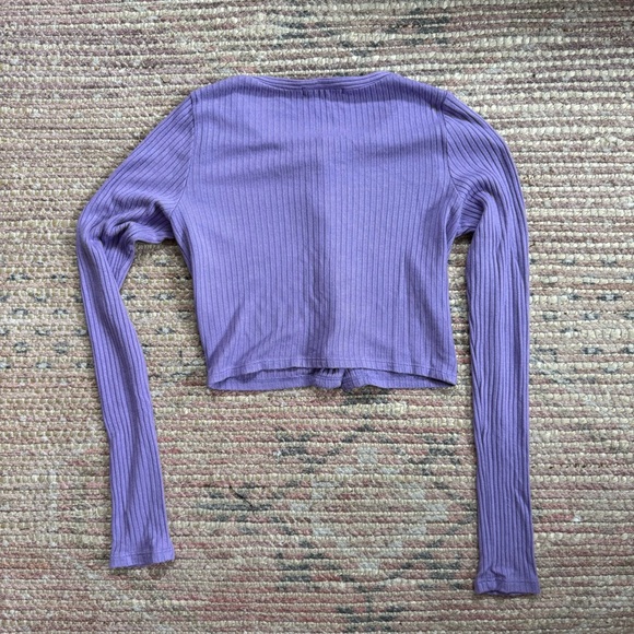 Reformation Purple Ribbed Cardigan - Picture 6 of 10